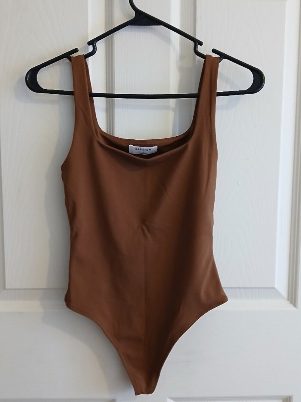 Babaton Brown Square Neck Bodysuit Small